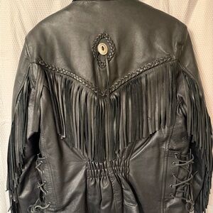 Fringe leather jacket
